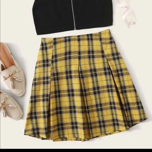 90’s Clueless crop top and plaid skirt set